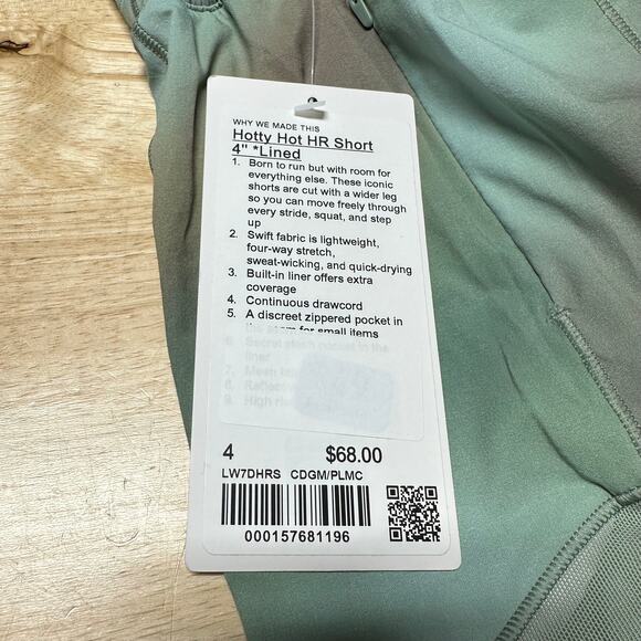 Lululemon Hotty Hot High-Rise Lined Short 4" Chroma Drift Green Size 4 NWT - Picture 5 of 12